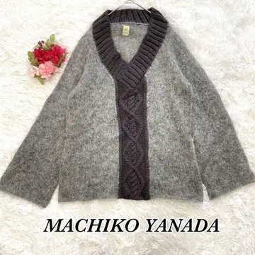 야나다 울 100% 새상품급 케이블 가디건 그레이 F