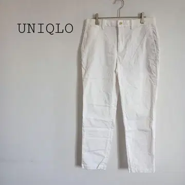 유니클로 UNIQLO 코튼 화이트 팬츠 신축성 허리밴딩 드로스트 끈