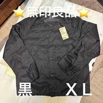 미사용 새상품 무인양품 경량 다운 노카라 자켓 XL 블랙