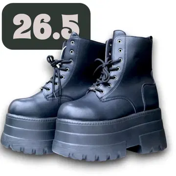 택 포함 새상품 3단 플랫폼 통굽 부츠 26.5 코스프레 블랙