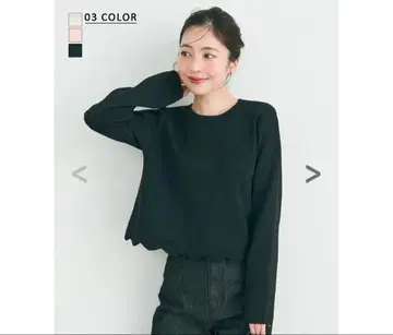 basement online 스캘럽 니트 블랙