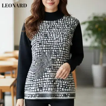 [ 미사용급 ] 레오나르 니트 이소재 절개 울 실크 블랙 LL 사이즈