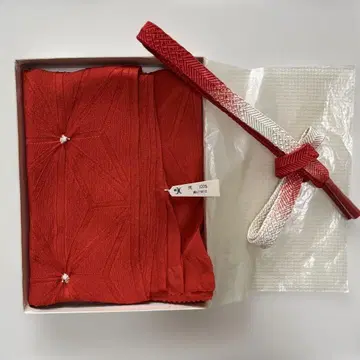 [새상품] 빨간색 오비와 빨흰 허리띠 세트