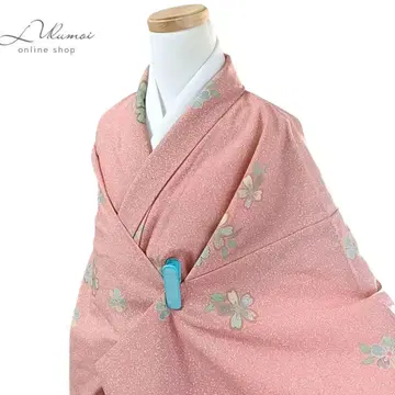 LULU104 기모노 코몬 이중 기모노 기장 155 핑크 꽃무늬