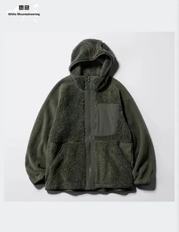 유니클로 화이트 마운티니어링 플리스 후드티 S