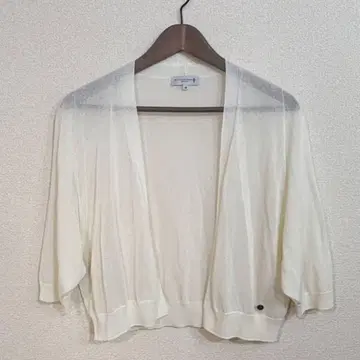 [ 매킨토시 런던 ] 새상품급 화이트 가디건 코튼 5분 소매 38