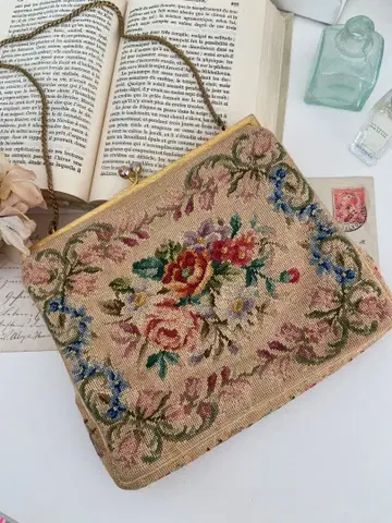 앤티크 프티포앙 백 핑크 베이지 자수 백