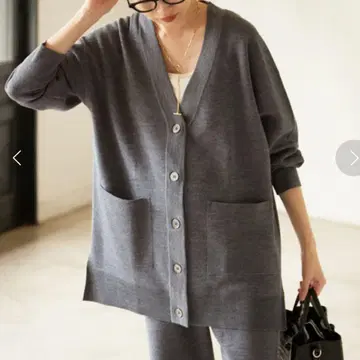 슬로브 이에나 워셔블 미라노 리브 가디건 그레이 V넥