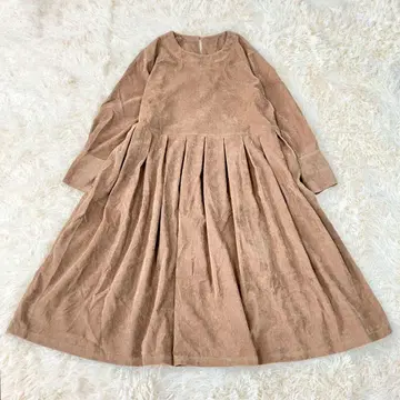 fall-in&co 코듀로이 원피스 긴팔 박스 플리츠 브라운