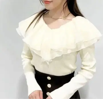 코코딜 오간자 프릴 칼라 니트