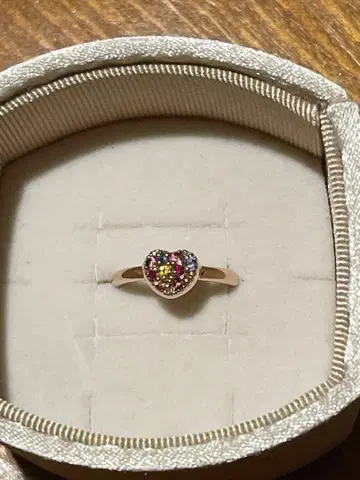 K10 핑크 골드 컬러풀 하트형 반지