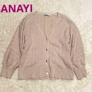 ANAYI 라메 리브 돌먼 슬리브 가디건 38 골드 버튼