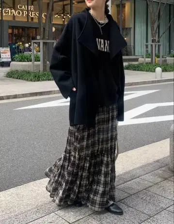 새상품 DouDou 체크 와셔 스커트 프리 사이즈