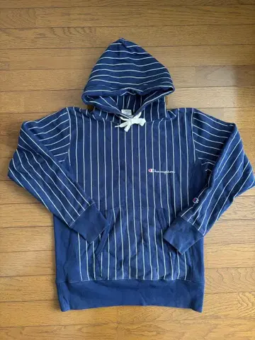 Champion 네이비 스트라이프 후드티 S