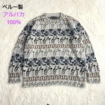 페루산 알파카 하우스 니트 스웨터 음표 패턴 올 패턴 포근하고 따뜻한 L