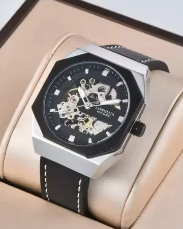 LONGUX 자동 와인딩 팔각형 손목시계