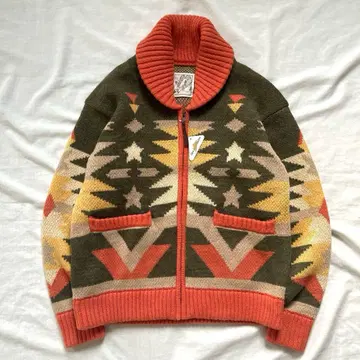 [ 새상품 ] 기블리 컬렉션 오리지널 디자인 지퍼 니트 오렌지 그린 M