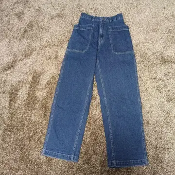 LELILL 약간 여유로운 스트레이트 데님 다크 블루 허리밴딩 36