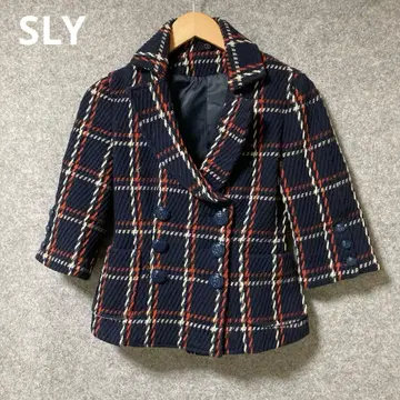 SLY 네이비 체크 테일러드 자켓
