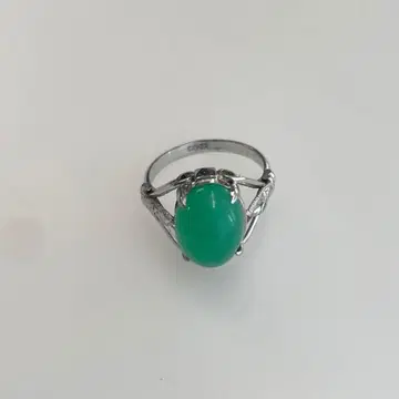 그린 스톤 SILVER 각인 반지