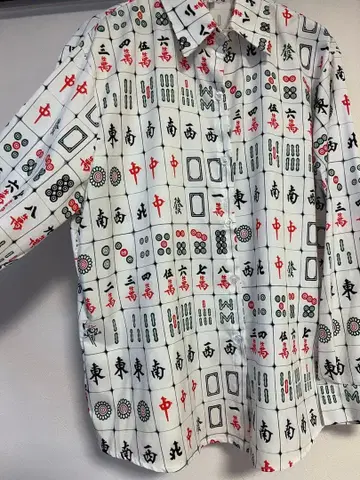 마작패 디자인 긴팔 셔츠 루즈핏