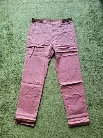 ZOY 핑크 안감 부착 슬림핏 팬츠 브라운 허리 밴딩