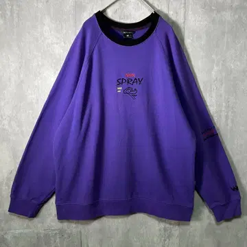 빈티지 양면 자수 링 맨투맨 보라색 블랙 M