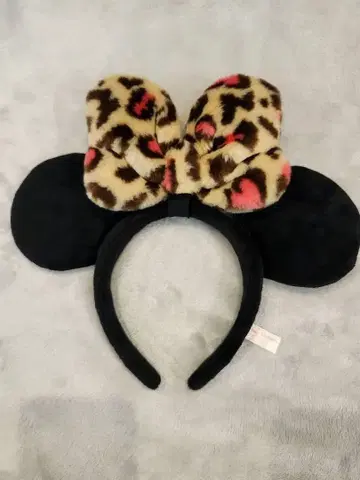 레오파드 무늬 리본 포함 머리띠 미니 마우스