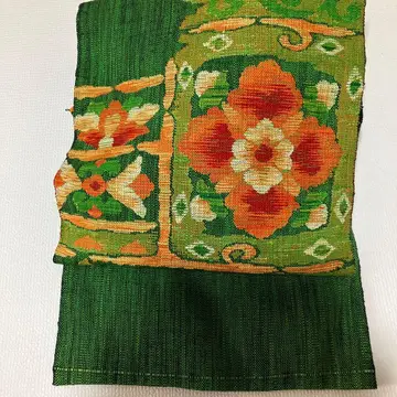 나고야 오비 그린 컬러 꽃무늬