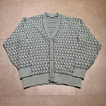 ESPIORE 가디건 스웨터 니트 올 패턴 그레이 코튼 면 L
