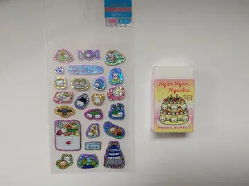 미사용 San-x 냥냥냥코 지우개 & 반짝반짝 씰 세트