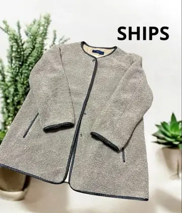 쉽스 보아 노카라 자켓 아우터 코트 베이지