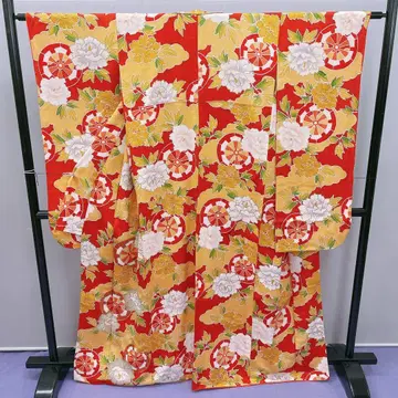 3652 예복 중재 13참례 이중 기모노 단품 주홍색 달걀색