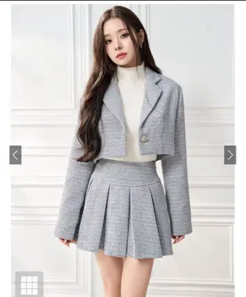 GRL 라메 트위드 자켓 x 플리츠 미니 스커트 셋업 dk1317