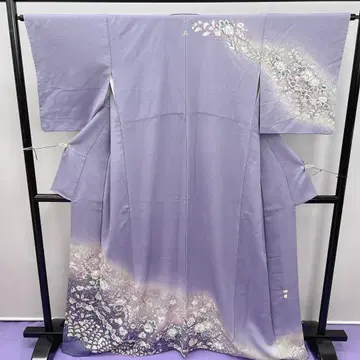 3656 호몬기 이중 기모노 블루빛 보라색 츠지가하나 쥐염색 레트로 상품