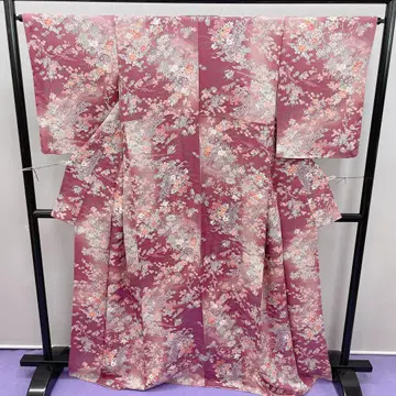 3659 코몬 보라색 미니 꽃무늬 이중 기모노 레트로 상품