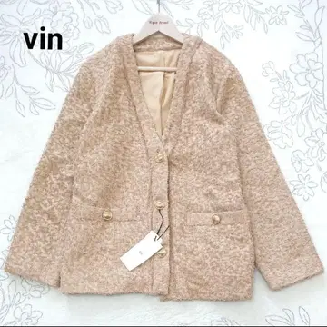 [ 새상품 ] 야마다야 vin 프린지 샤기 트위드 노카라 자켓