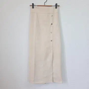 mystic 미스틱 베이지 프리 버튼 달린 타이트 롱 스커트