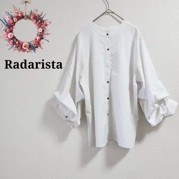 라다리스타 시마무라 벌룬 소매 블라우스 골드 버튼 볼륨 밴드 카라 L