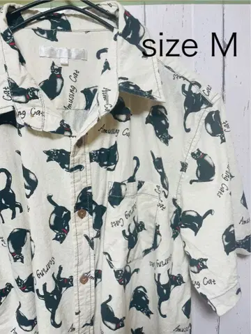고양이 프린트 반팔 셔츠 M 사이즈