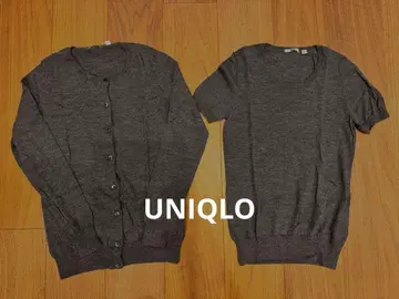 새상품급 유니클로 메리노울 트윈 니트 차콜 그레이