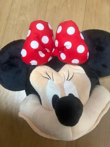 미니 마우스 봉제 인형 모자 빨간색 도트 리본