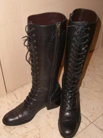 백화점 구매 레이스업 롱 부츠 블랙 23cm