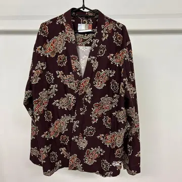 KTH 키스 페이즐리 긴팔 셔츠 버건디 상의 오샤레