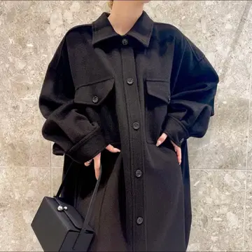 르쉘블루 오버사이즈 셔츠 코트 블랙
