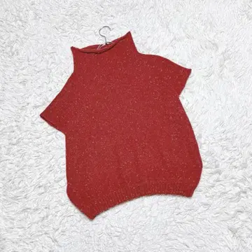 [ SUN VALLEY ] 니트 베스트 (M) 터틀넥 울 혼방 빨간색