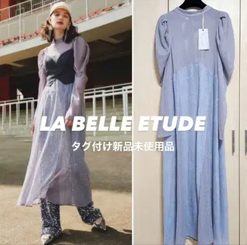 택 포함 새상품 라벨에튜드 BACK OPEN 시스루 원피스