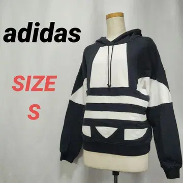 adidas 아디다스 풀오버 빅 로고 트레포일 로고 자수 로고 블랙