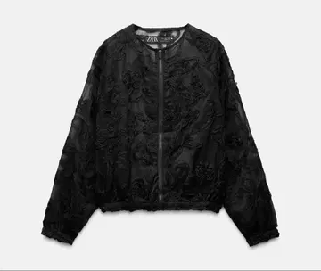 ZARA 스팽글 장식 시스루 구조 자켓 에크루