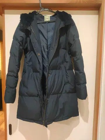 BEAMS HEART 후드 부착 다운 자켓 사이즈 0 네이비